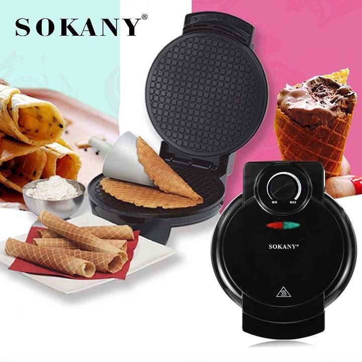 Máy làm bánh ốc quế, vỏ kem ốc quế Sokany
