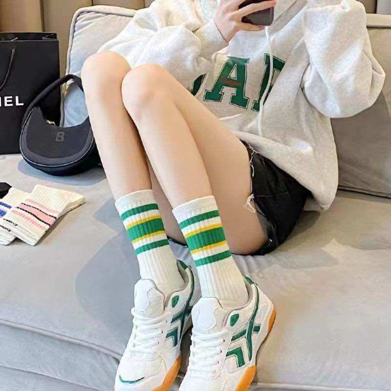Set 5 vớ nữ cổ cao, vớ kẻ sắc màu