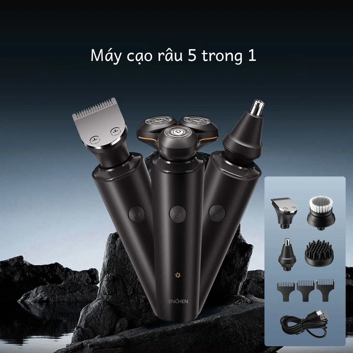 Máy cạo râu điện X8S-C enchen với 4 đầu thay thế máy cạo râu nam cầm ...