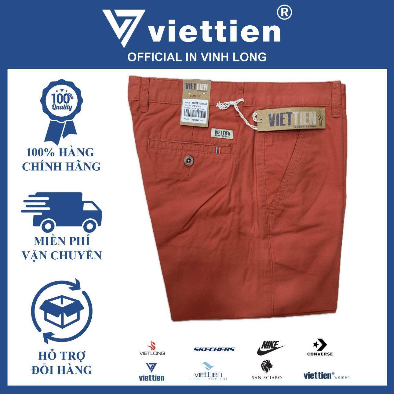[DUY NHẤT] Quần Short Kaki Việt Tiến form SlimFit ôm 30 (6J8123NT4)