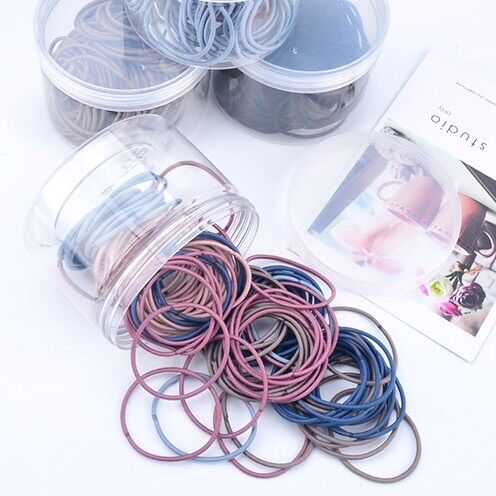 Set 100 dây buộc tóc trơn hàn quốc