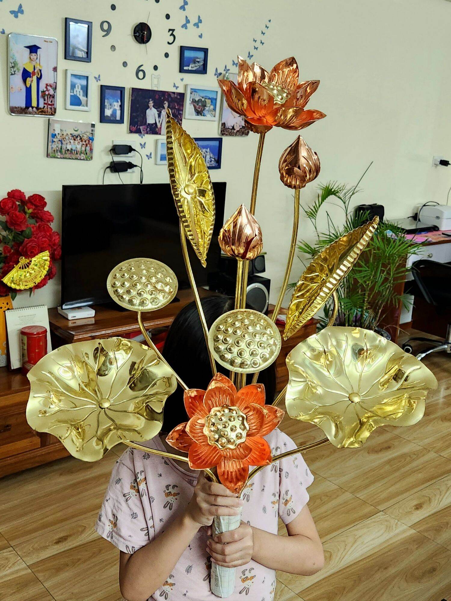 Bó hoa sen đồng vàng 10 cành kiểu