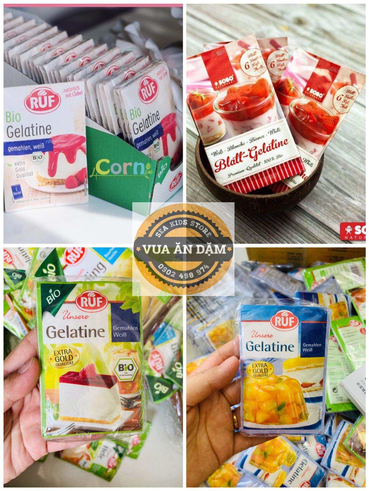 Gelatine, Bột nở, Men Nở, Pudding Organic Ruf, Sobo cho bé