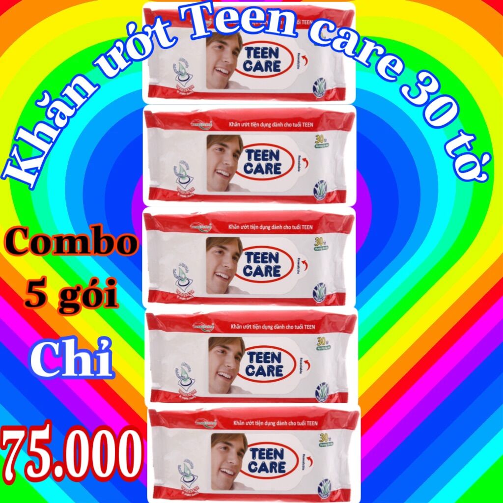 Combo 5 gói khăn ướt 30 tờ hương dịu nhẹ Teen Care