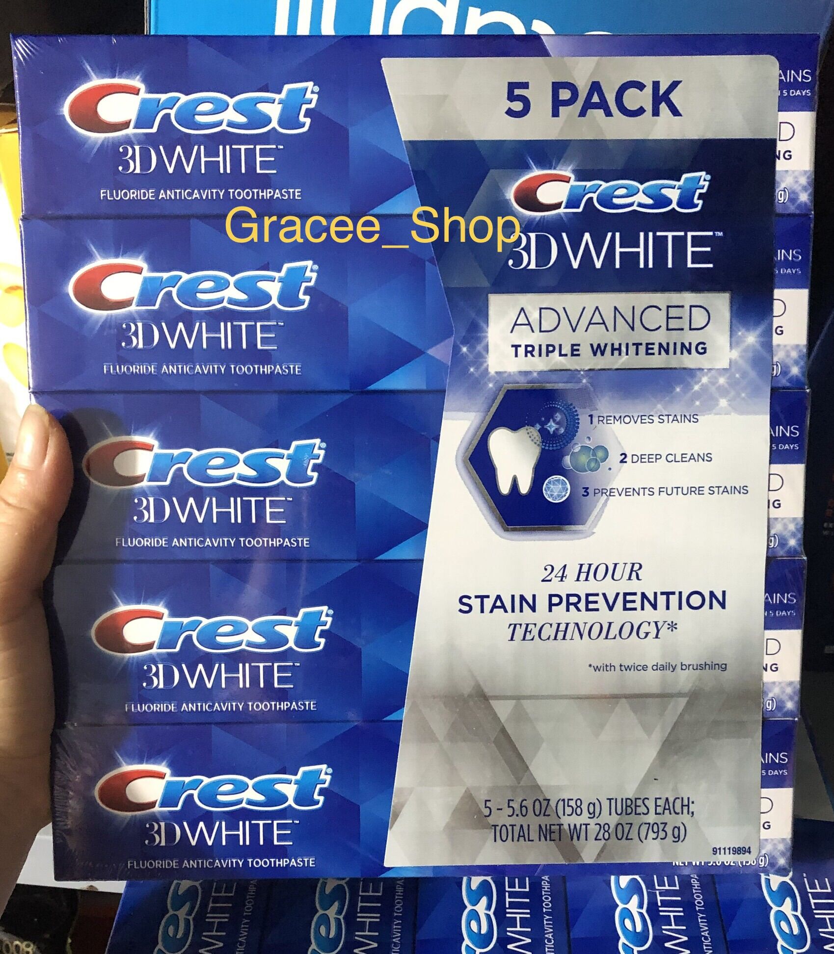 Kem đánh răng Crest 3D White Advanced Whitening 147g của Mỹ