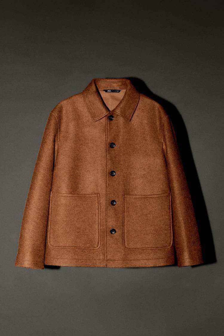 Áo khoác dạ nam Zara authentic SYNTHETIC WOOL WITH POCKETS size S