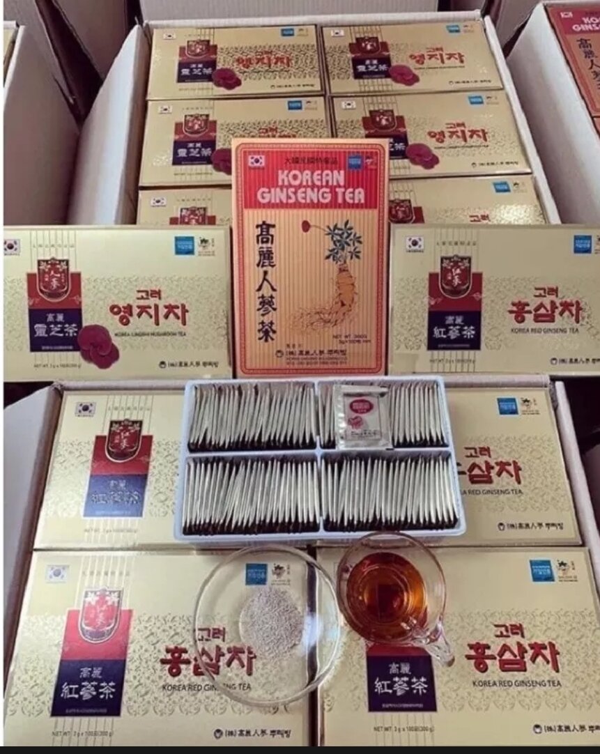 Trà sâm nấm linh chi Hàn Quốc 3gr/ gói* 100 gói/hộp