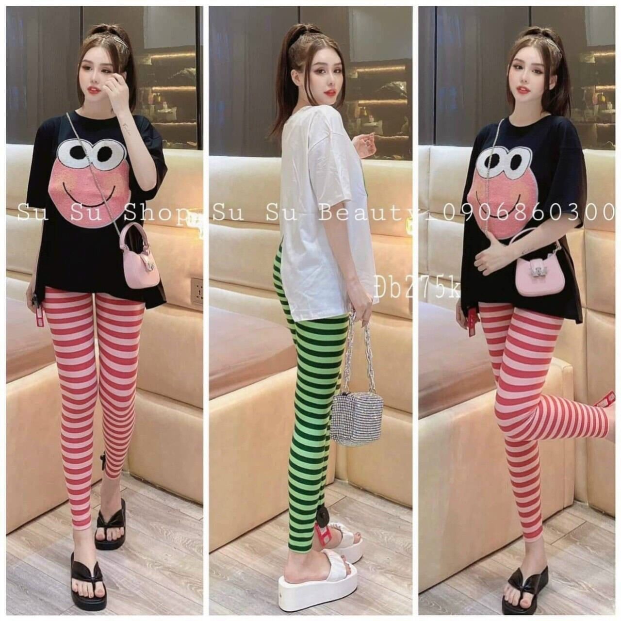 Quần thun legging sọc hàng đẹp