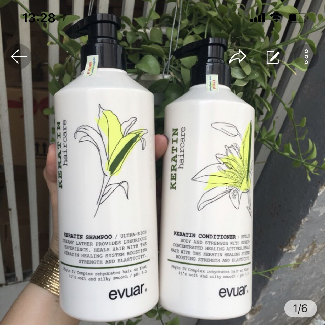 [HCM]CẶP DẦU GỘI XẢ PHỤC HỒI TÓC HƯ TỔN KERATIN EVUAR chính hãng Italy 758ml x 2