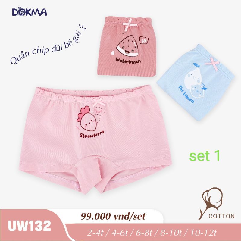 [Dokma] Set 3 chiếc QUẦN CHÍP đùi bé gái cao cấp, kháng khuẩn (size 2-8Y)