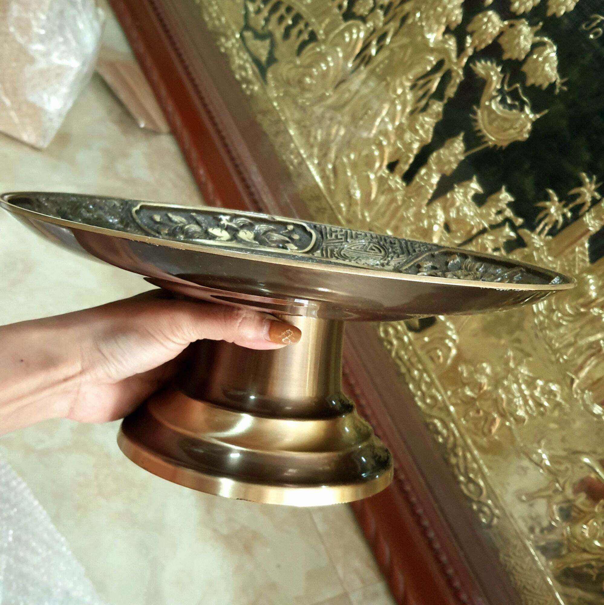 Mâm quả Mâm bồng đồng nguyên chất 35cm