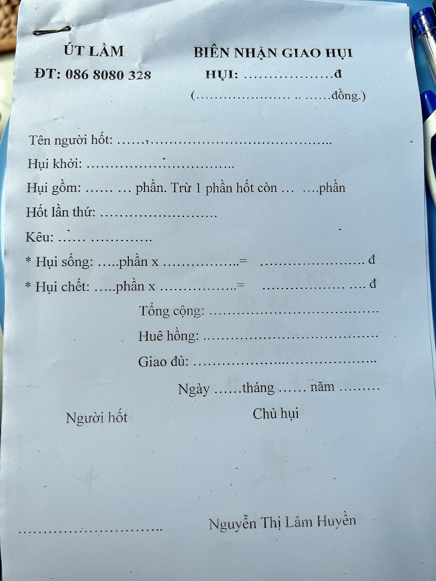 Giấy Giao hụi quyển 50 tờ A5