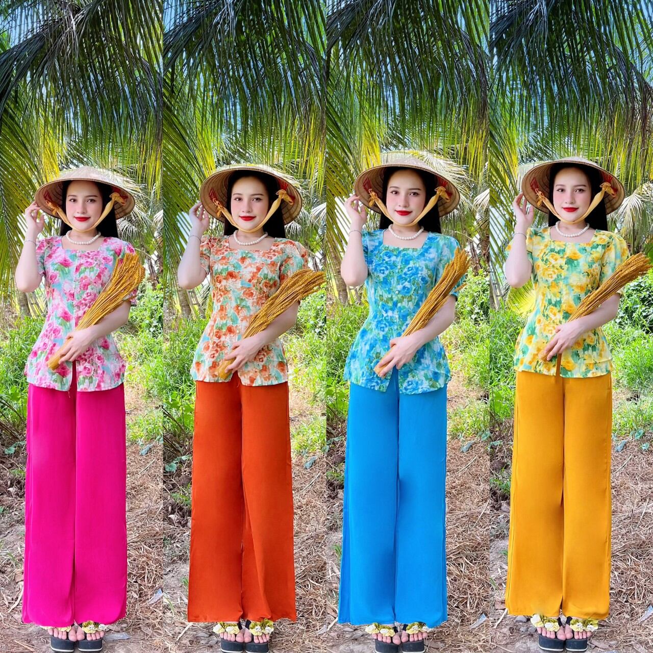 Bộ bà ba tay ngắn cổ vuông/ Sét bà ba tay ngắn