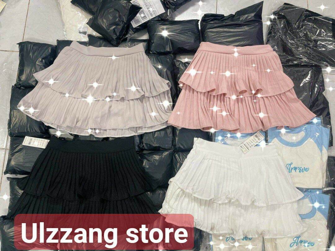 Chân váy dập ly 2 tầng đen trắng xịn xò