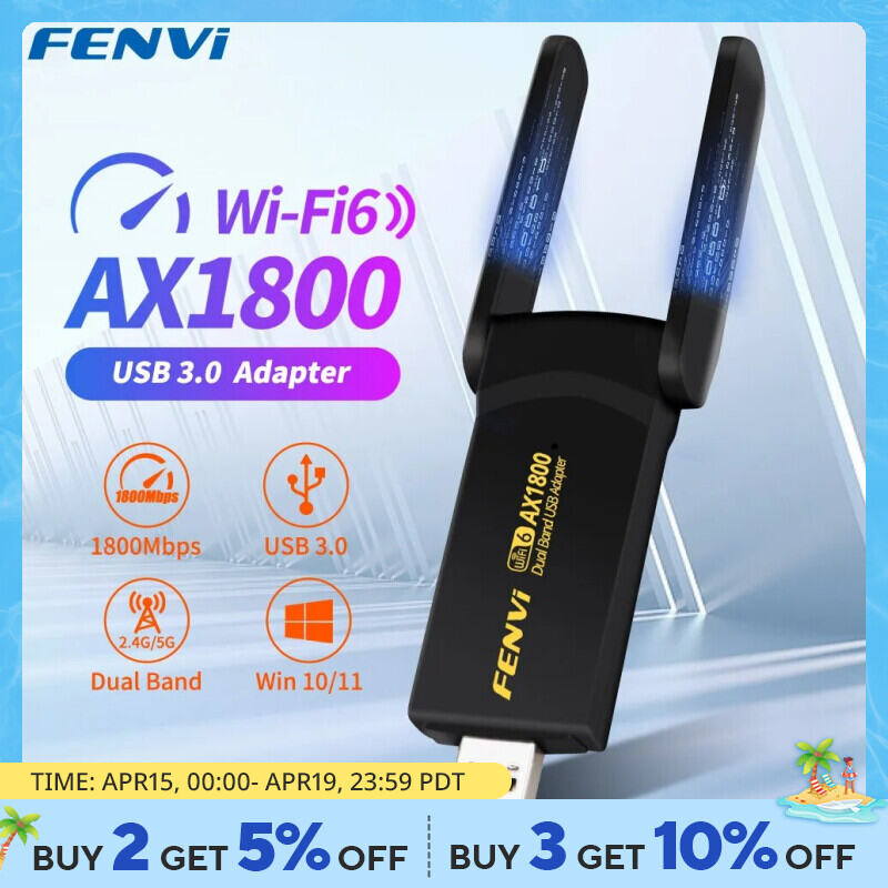 Fenvi 1800Mbps Wifi 6 Bộ Chuyển Đổi USB Băng Tần Kép 2.4G/5GHz Bộ Thu Không Dây USB 3.0 Dongle Card Mạng dành Cho Laptop Win 10/11