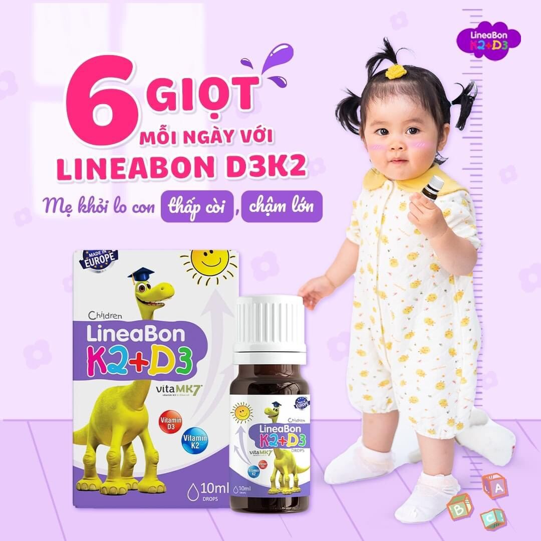 D3K2 Lineabon cho bé chai 10ml kèm quà tặng