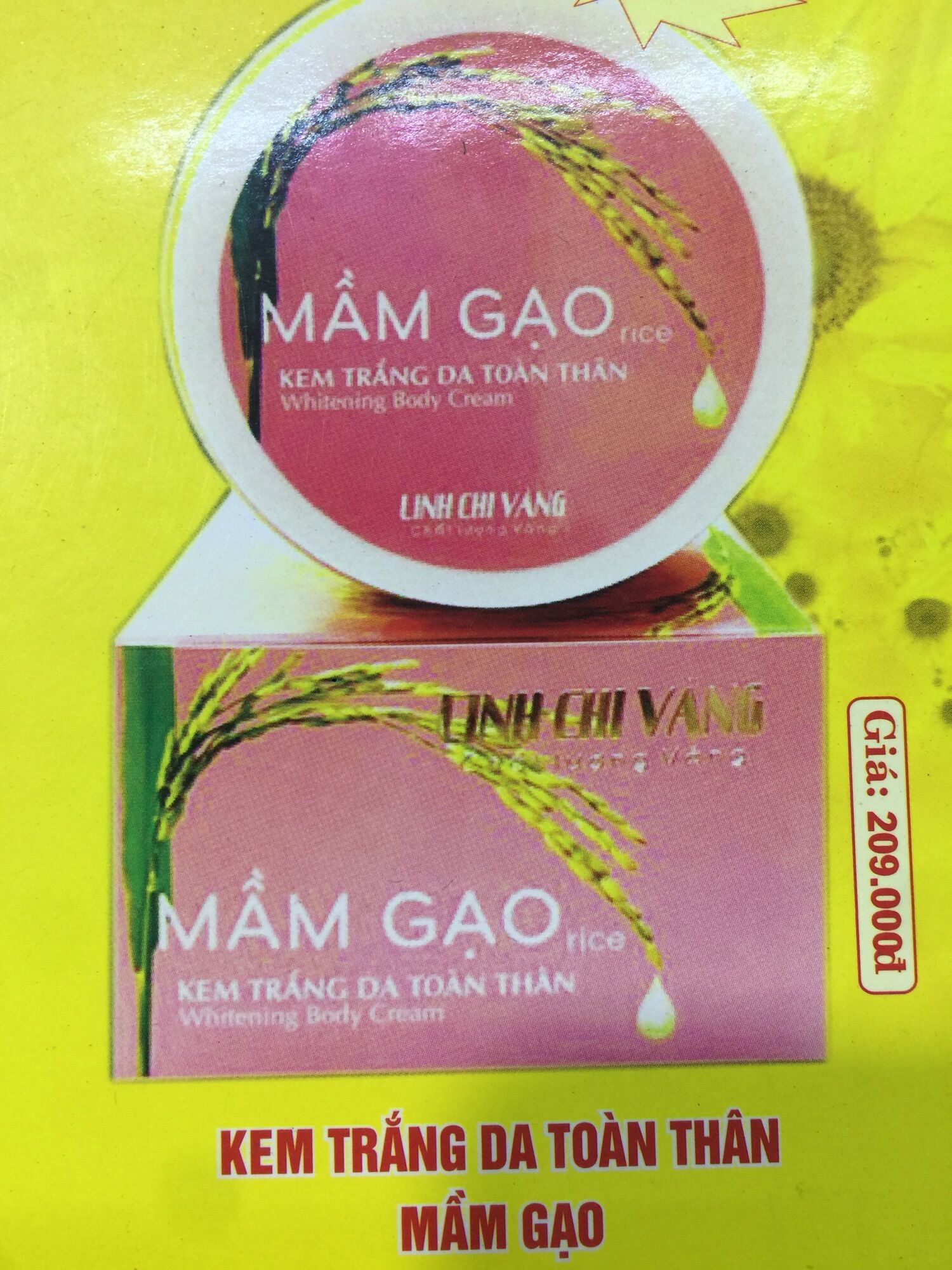 Kem trắng da toàn thân mầm gạo Linh Chi Vàng