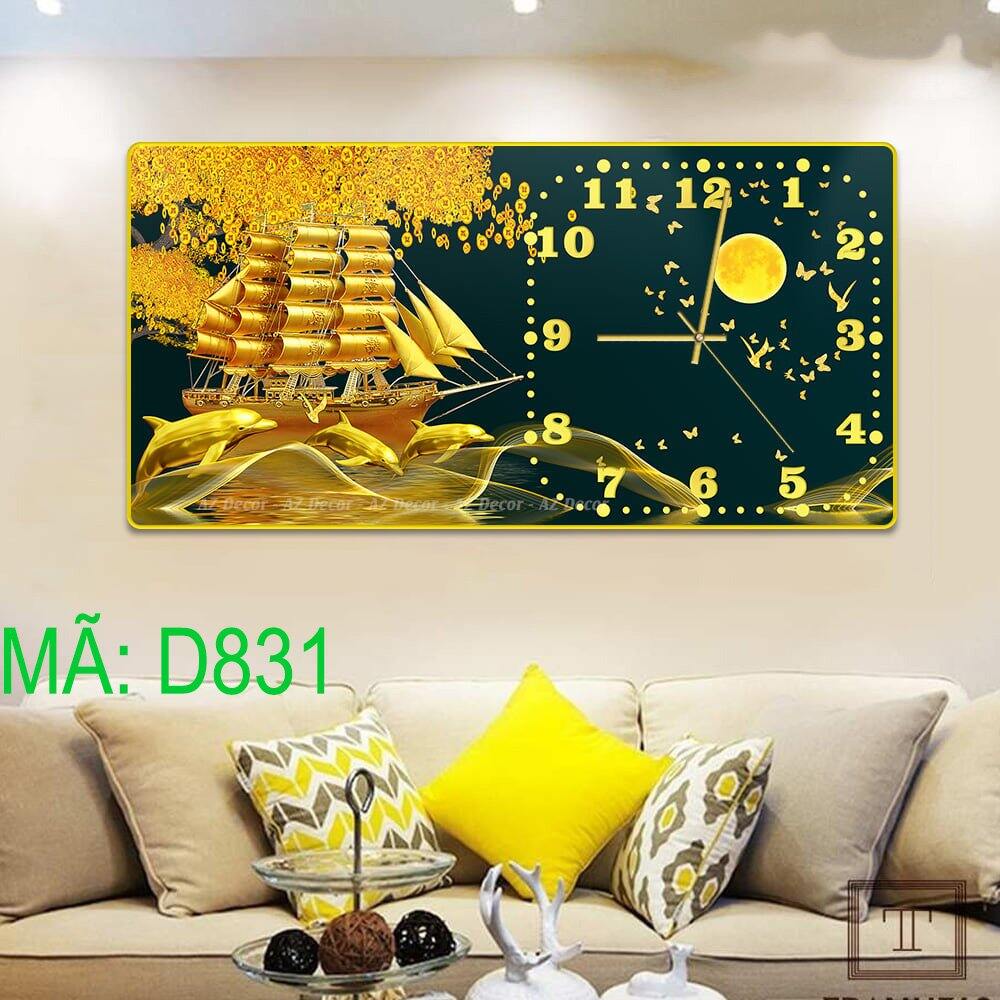 Tranh Đồng Hồ Tráng Gương 5D