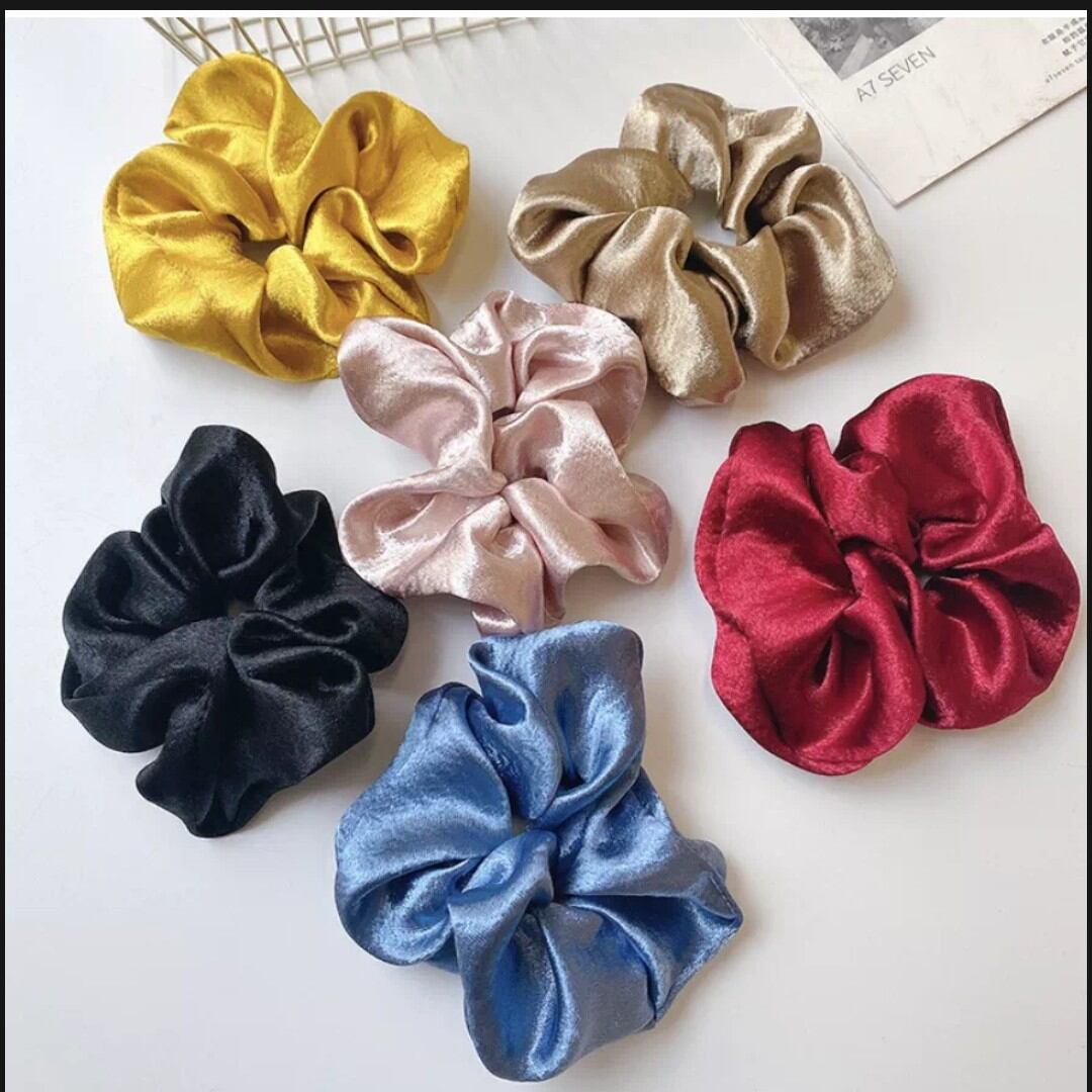 Scrunchies phi bóng cột tóc vải lụa satin sang chảnh