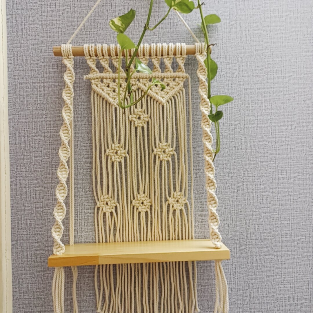kệ gỗ trang trí dây treo tường tết macrame handmade