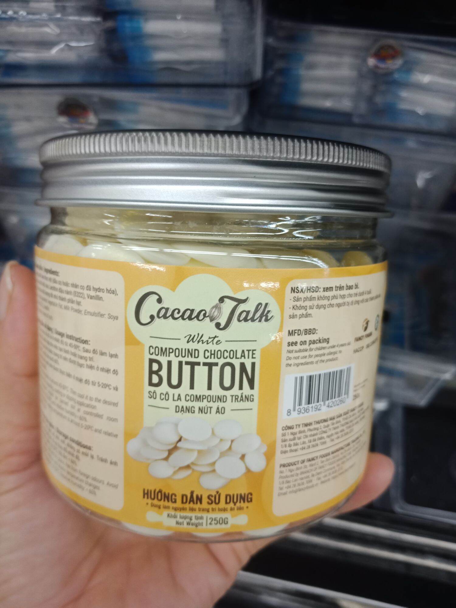 Sô cô la Trắng  Compound Dạng nút áo 250gr