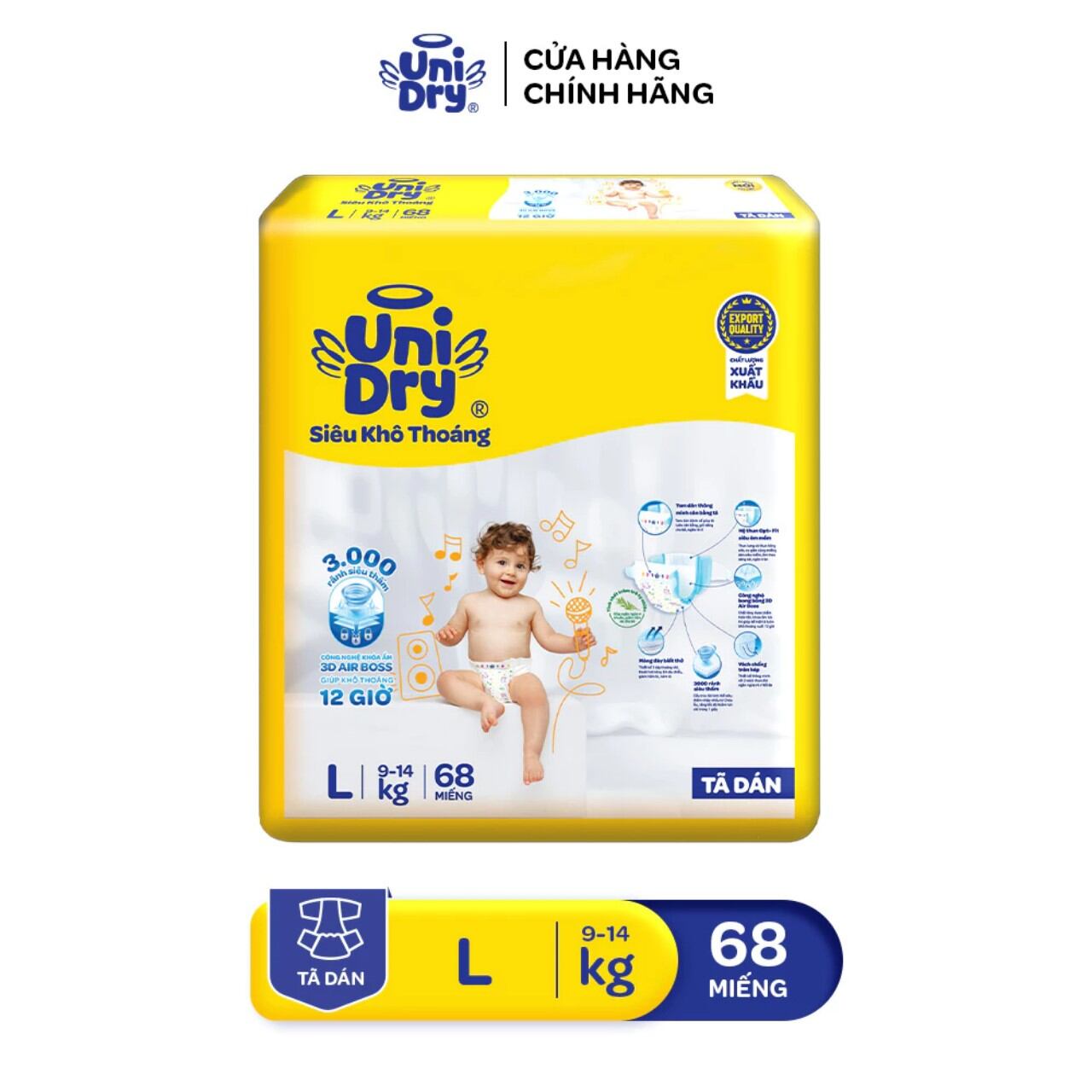 [Đủ Size] Tã Quần Unidry Siêu Khô ThoángM76/L68/XL60/XXL54