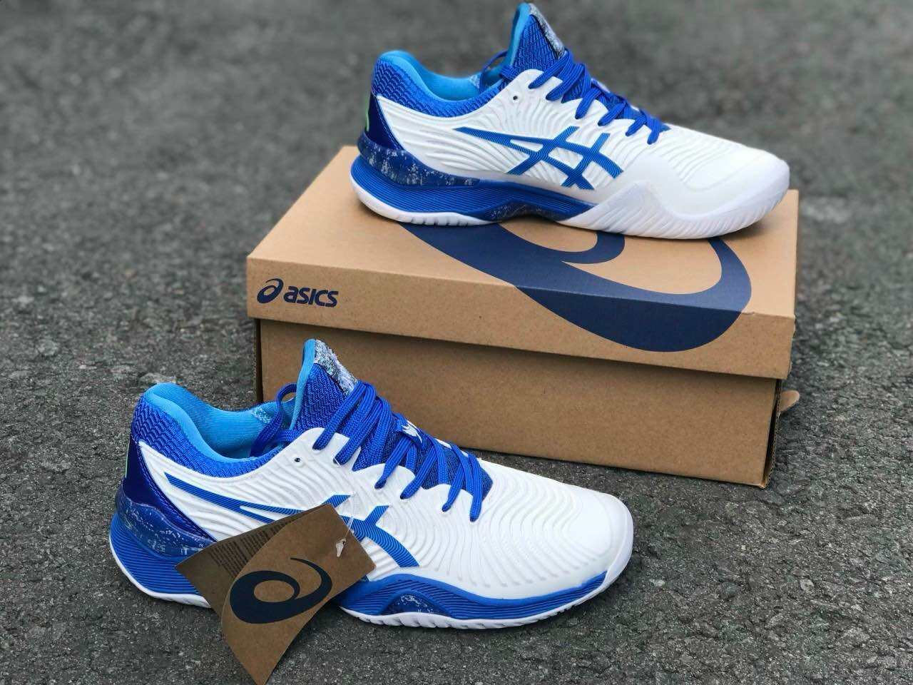 Giày thể thao Asics Tennis Court FF2 Novak Whith/Blue chính hãng [fullbox]