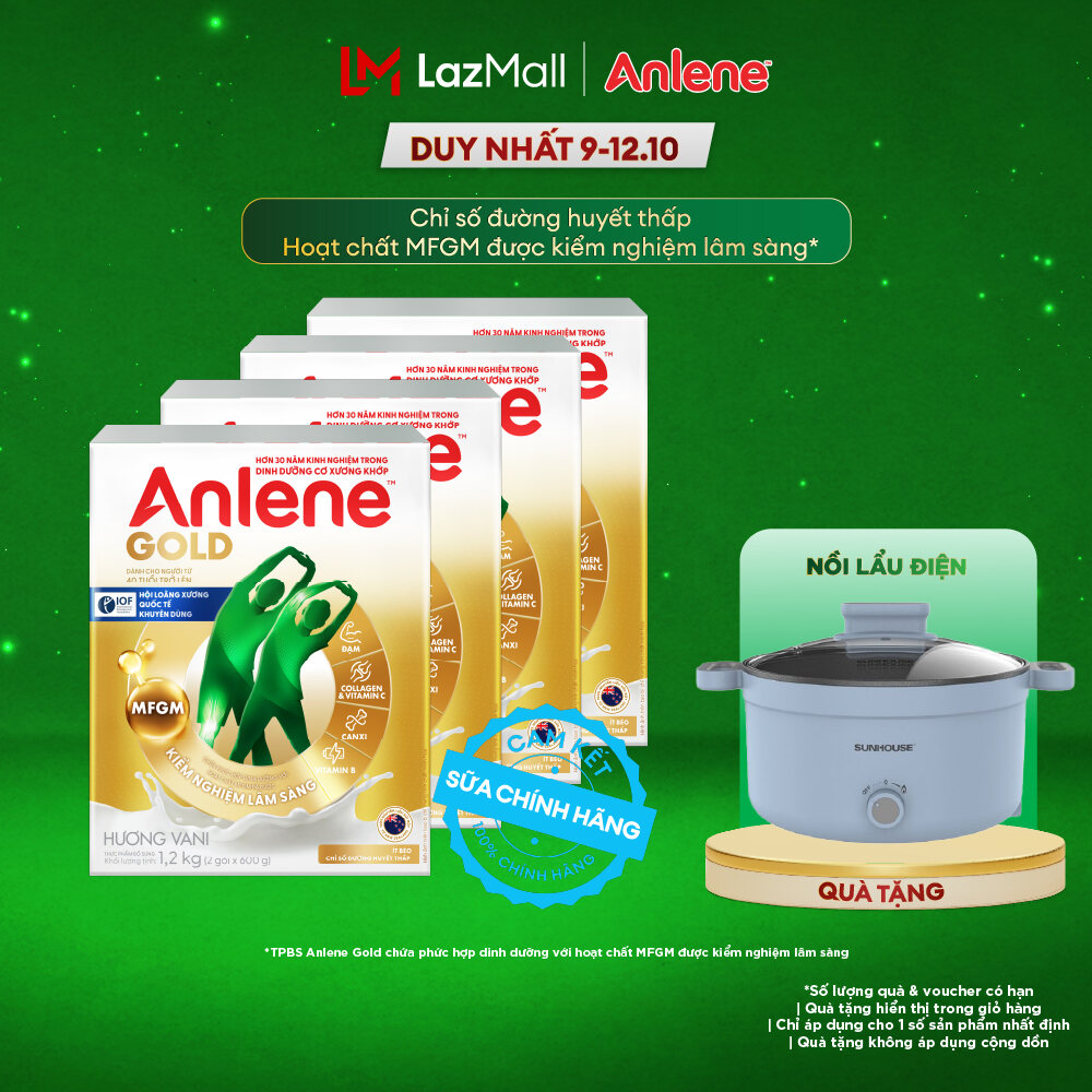 [Voucher giảm đến 16%][FREESHIP 0Đ TOÀN QUỐC] Combo 4 Sữa Bột Anlene Gold Hương Vani 1.2Kg