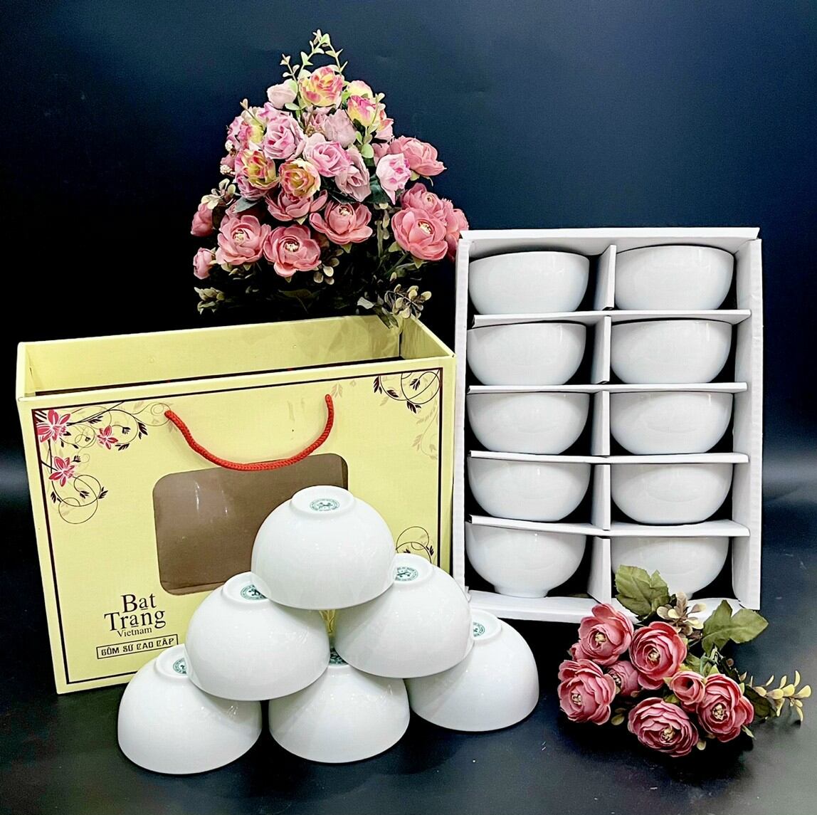 Bộ 10 bát ăn cơm Bát Tràng ( có hộp)