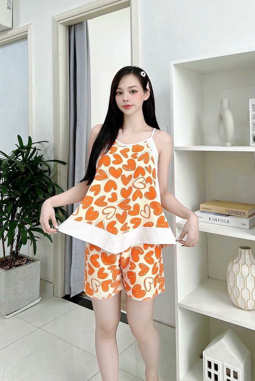 SET BỘ NỮ MẶC Ở NHÀ DÂY TẦNG DỄ THƯƠNG VẢI LỤA  - 90