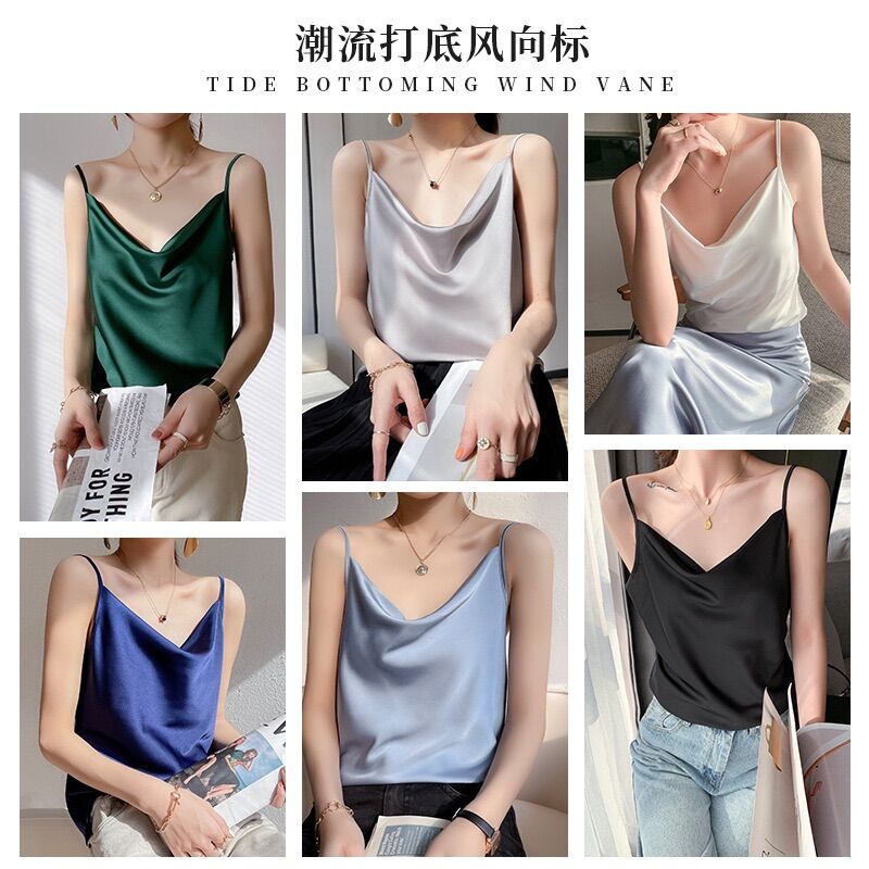 Áo lụa 2 dây cổ đỗ sang trọng, cá tính, dự tiệc