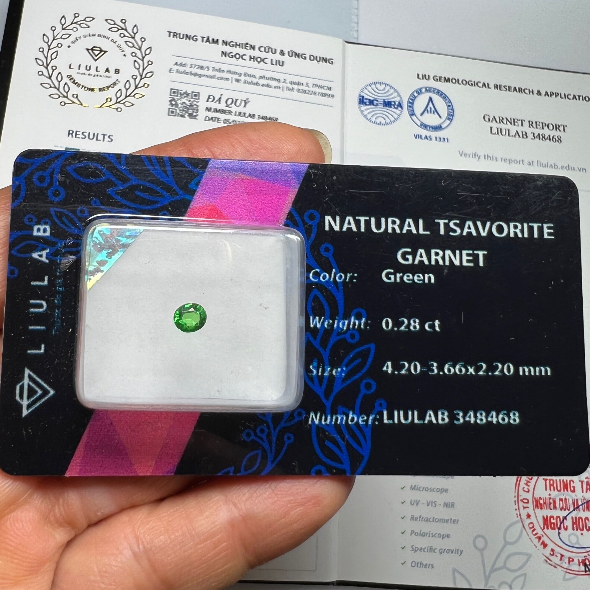 348468-ĐÁ GARNET ,TSAVORITE ( THIÊN NHIÊN) ĐÃ KIỂM ĐỊNH LIULAB