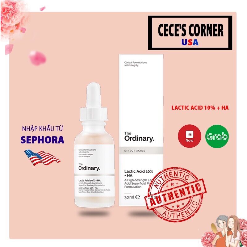 Serum dưỡng ẩm the ordinary lactic acid 10% + ha 30ml và serum dưỡng ẩm the ordinary lactic acid 5% + ha 30ml