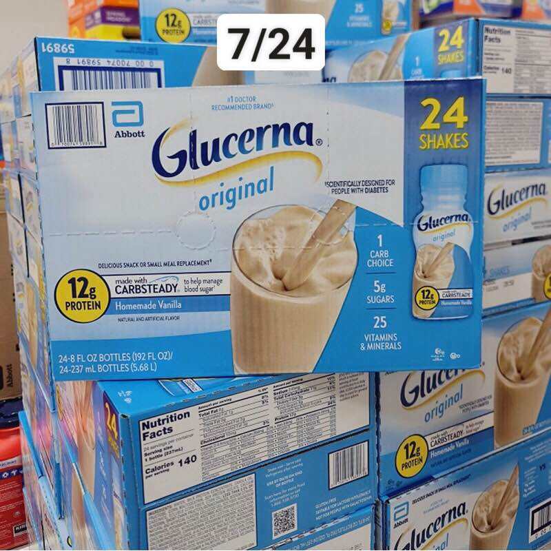 [HCM](HSD 07/2024] Thùng Sữa Nước Glucerna Vanilla và Strawberry dành cho người tiểu đường của Mỹ 24 chai x 237ml
