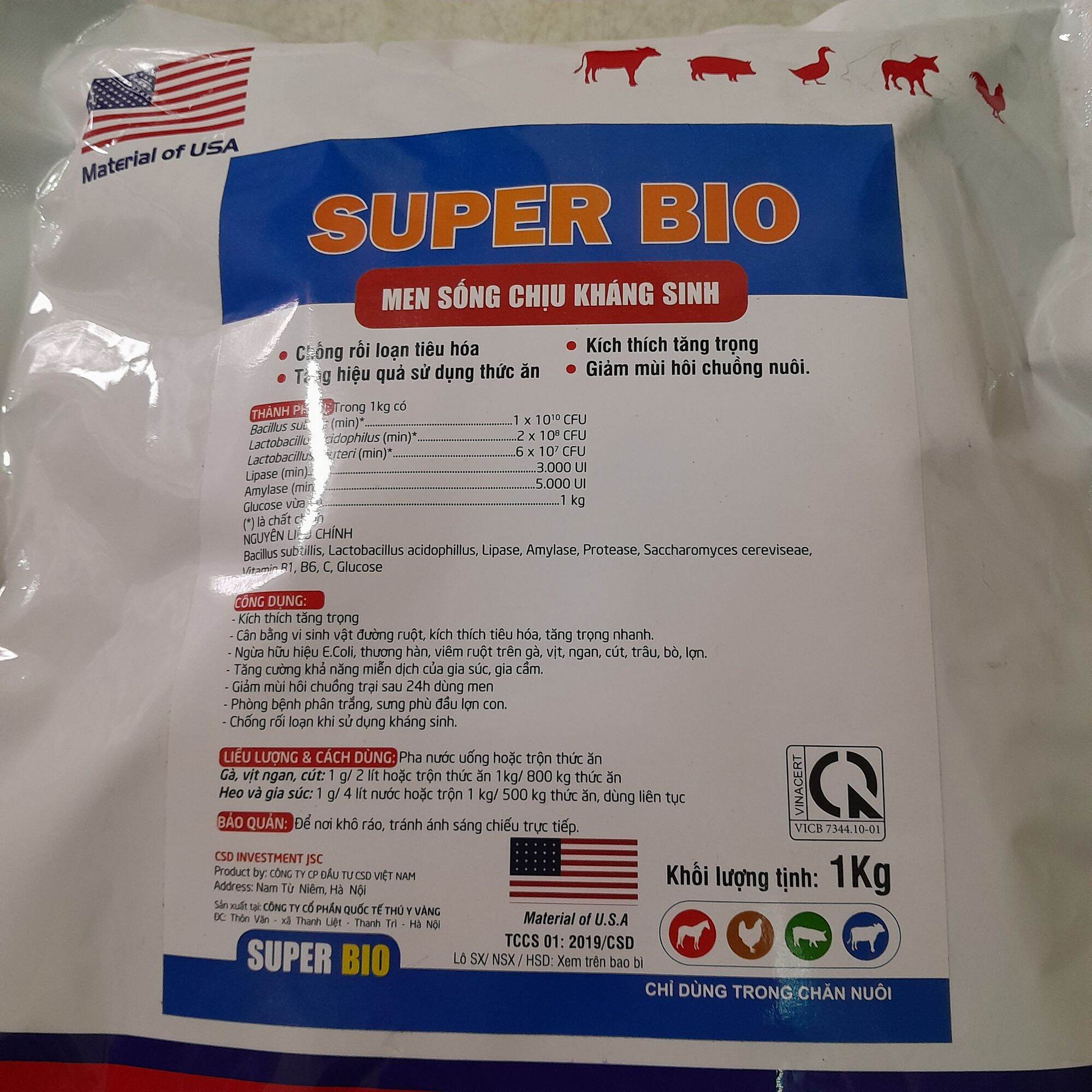 Men sống chịu kháng sinh 1kg Super bio