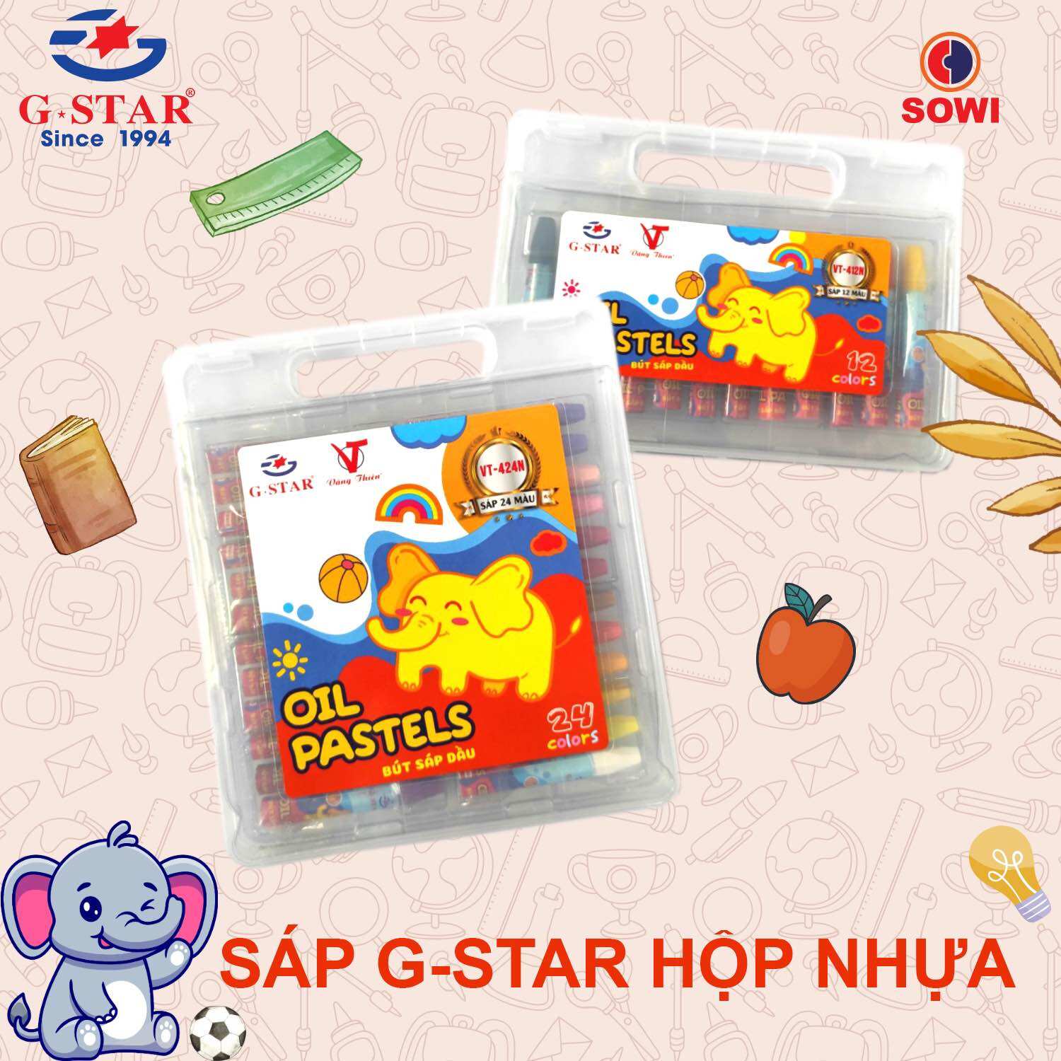 Sáp màu gstar - 24 màu hộp nhựa