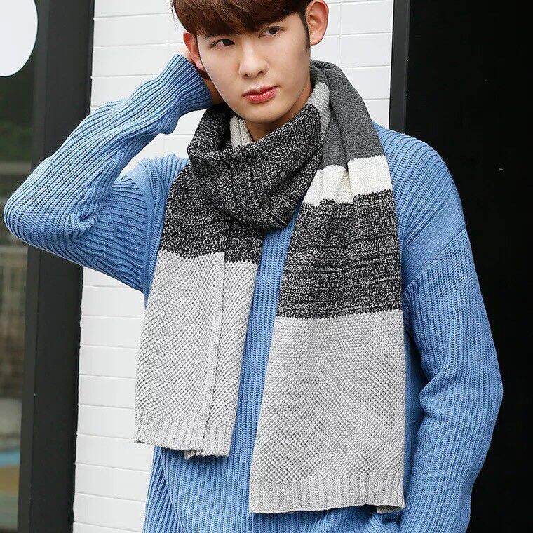 khăn Len kẻ kiểu dáng trẻ trung Hàn quốc