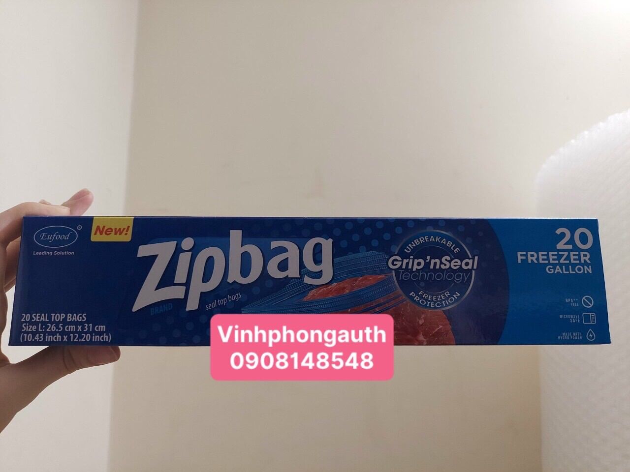 Túi zipper hiệu zipbag Eufood size L