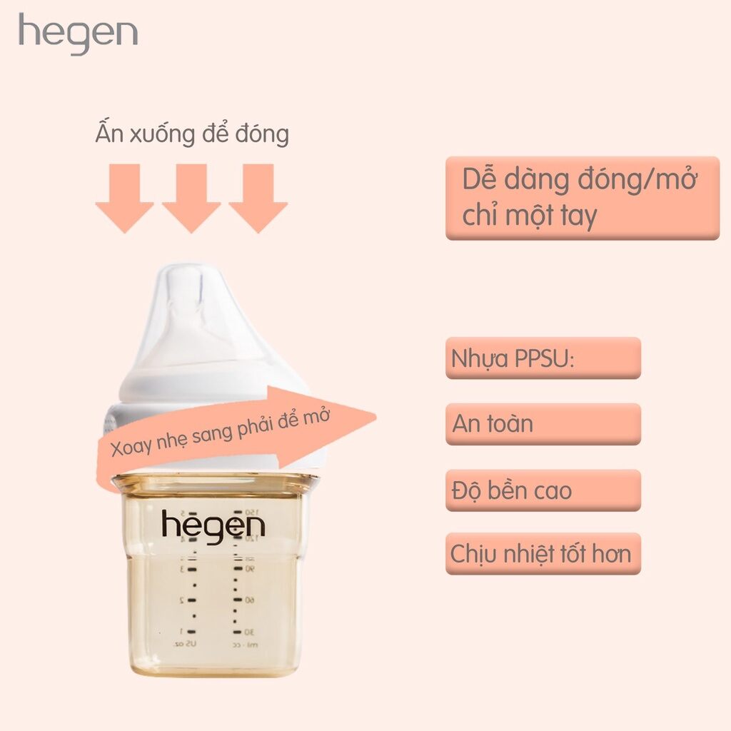 [ĐỔI NÚM TÙY CHỌN]- Bình sữa hegen cao cấp 150ml/240ml núm ti siêu mềm cho bé