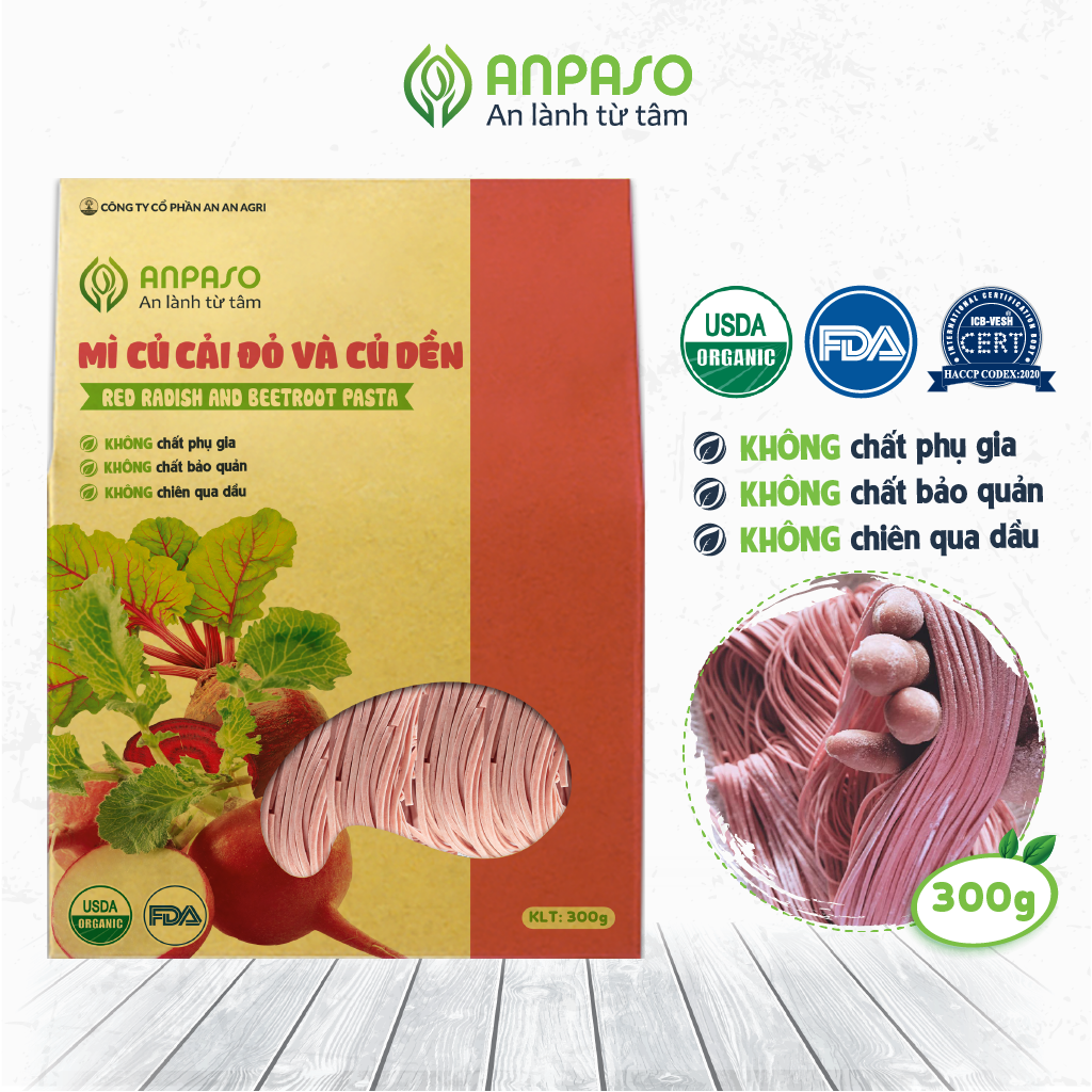 Mì Củ Cải Đỏ Củ Dền Organic ANPASO 300gr