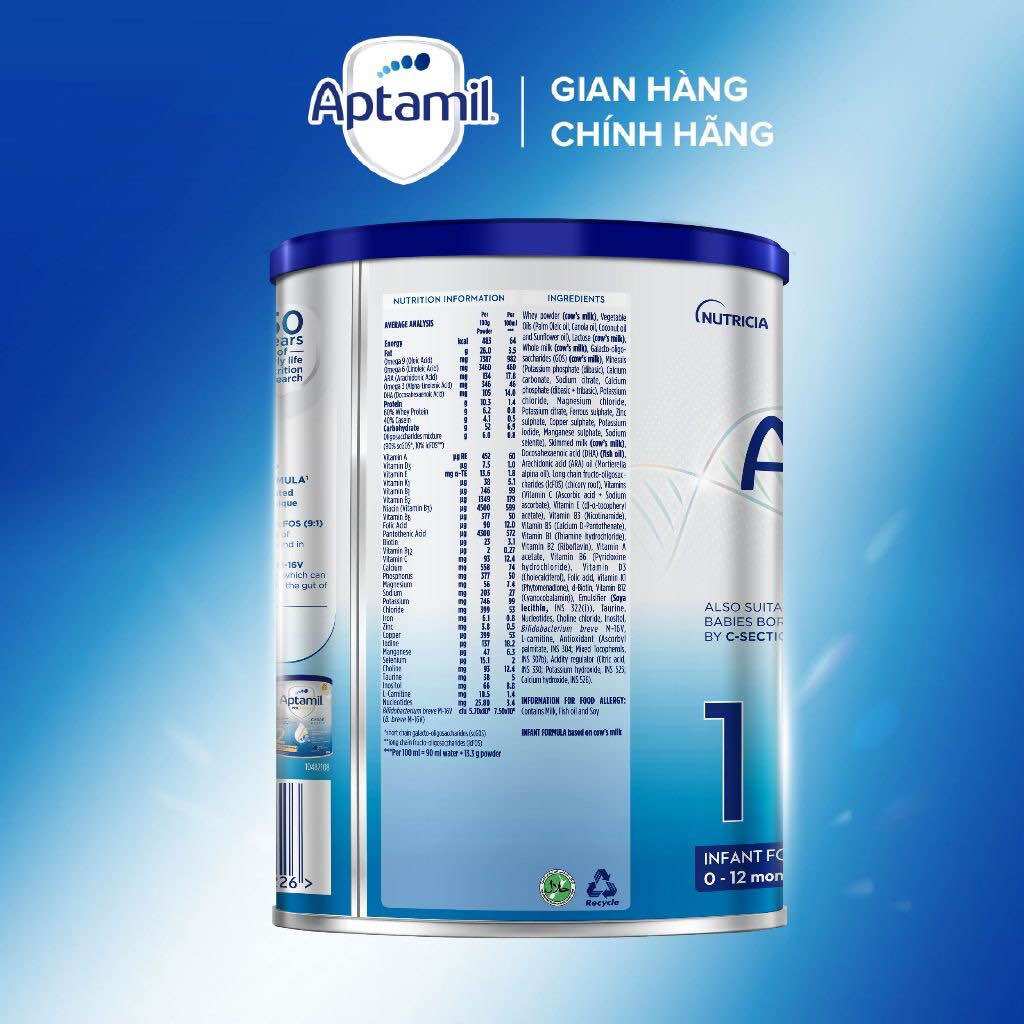 [QUÀ TẶNG KHI MUA 2 LON] SỮA BỘT APTAMIL 1 LON 800G CHO BÉ 0-1 TUỔI