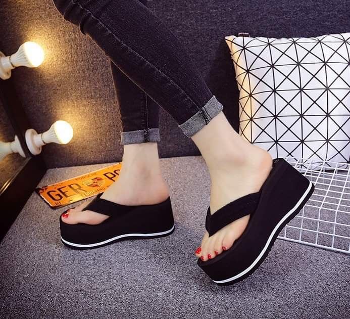 Dép xuồng kẹp đế xốp quai gợn sóng cao 10f