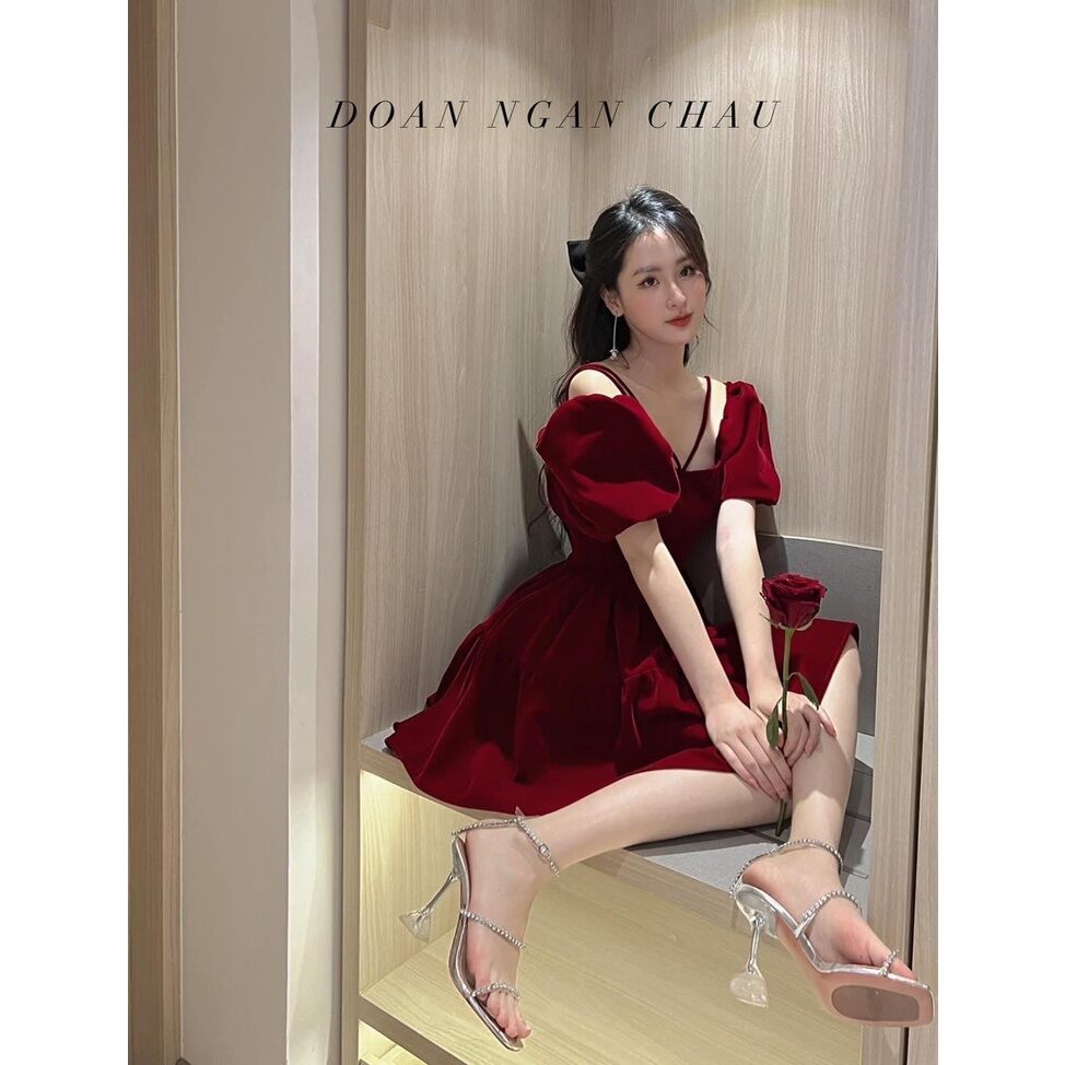 ĐẦM BIGSIZE 2S TRỄ VAI NHUNG MẶC 2 KIỂU(L-2XL)