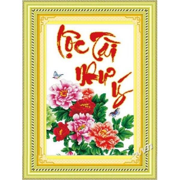 Tranh thêu chữ thập lộc tài như ý 222724 50x71cm chưa thêu