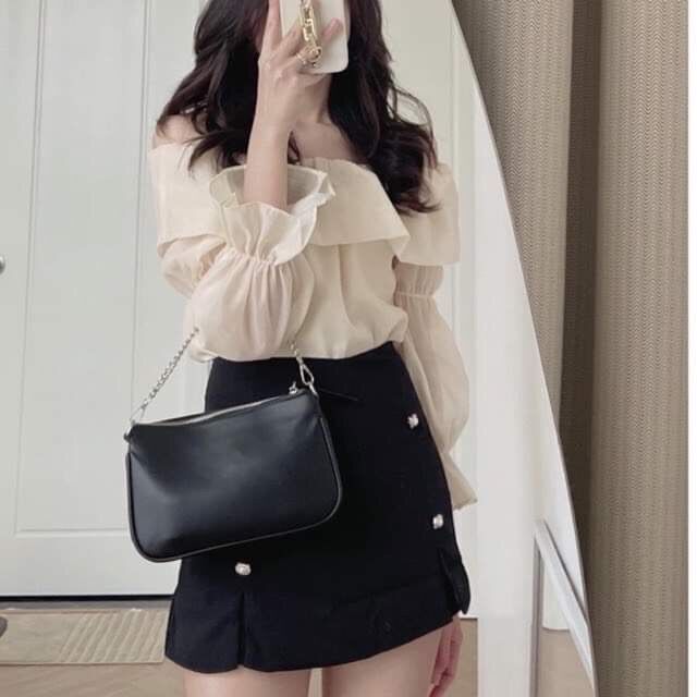 Áo sơ mi trễ vai tiểu thư