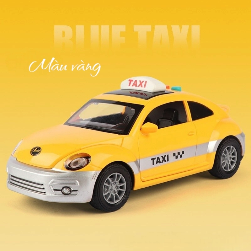 [Tặng kèm pin]Mô hình đồ chơi taxi âm thanh đèn chạy đà