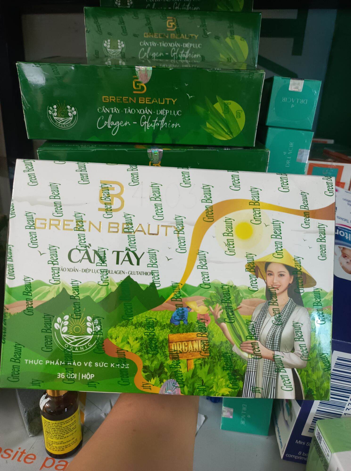 (Chuyên sỉ tận gốc) Cần tây Green Beauty, hàng chuẩn, mẫu mới full hộp 36 gói