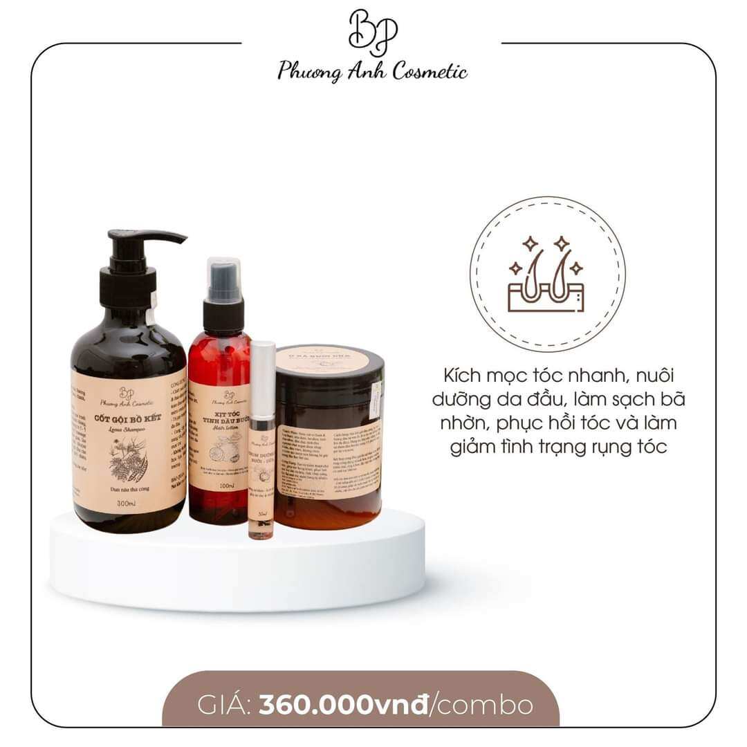 Combo dầu gội xả bồ kết thảo dược trị gàu giảm rụng tóc 9kbeauty