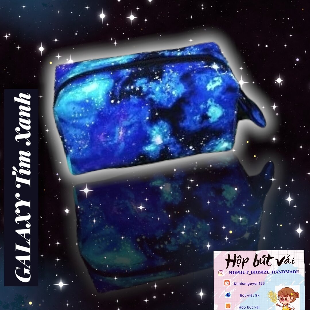 Hộp bút vải galaxy tím xanh
