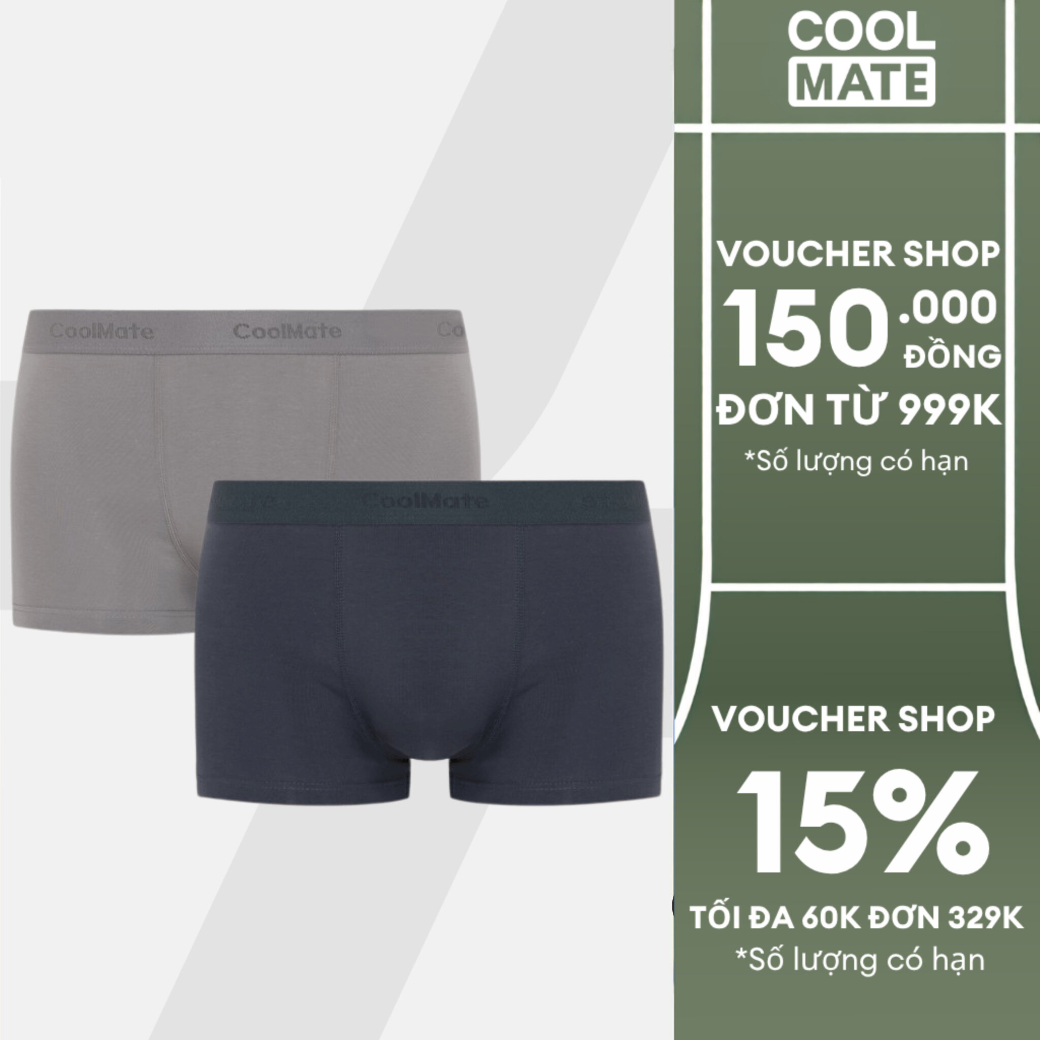 [GIÁ TỐT]COOLMATE - Combo 2 quần lót nam Trunk Cotton
